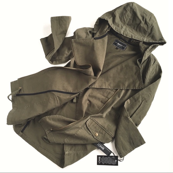 BNCI Blanc Noir | Asymmetrical Zip Long Olive Coat - Picture 8 of 8